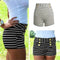 Women Shorts Summer Striped Shorts High Elastic Waist Ladies Casual Pants Black/White