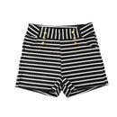 Women Shorts Summer Striped Shorts High Elastic Waist Ladies Casual Pants Black/White