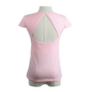 New Fashion Women T-Shirt Sexy Cut Out Back Short Sleeve Solid Slim Elegant Tops Tee Shirt Pink