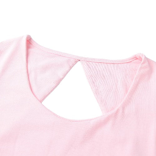 New Fashion Women T-Shirt Sexy Cut Out Back Short Sleeve Solid Slim Elegant Tops Tee Shirt Pink