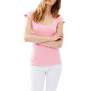 New Fashion Women T-Shirt Sexy Cut Out Back Short Sleeve Solid Slim Elegant Tops Tee Shirt Pink