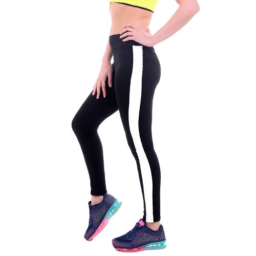 New Fashion Women Sport Leggings Stripe High Waist Yoga Fitness Gym Running Stretch Tights Long Pants Trousers