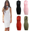 New Fashion Women Bodycon Dress Scoop Neck Sleeveless Evening Club Wear Midi Dress