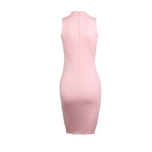 New Fashion Women Bodycon Dress Scoop Neck Sleeveless Evening Club Wear Midi Dress