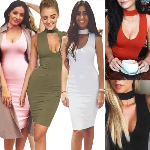 Women Bodycon Scoop Neck Sleeveless Dress