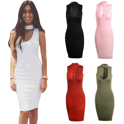 Women Bodycon Scoop Neck Sleeveless Dress