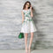 Fashion Women Elegant Floral Print Dress Round Neck Sleeveless Back Zipper Party Mini Swing Robe White