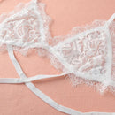 Sexy Women Bra Sheer Lace Mesh Hollow Out Cross Adjustable Strap Unlined Cup Bralette Unpadded Bra Lingerie White