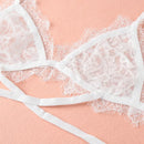 Sexy Women Bra Sheer Lace Mesh Hollow Out Cross Adjustable Strap Unlined Cup Bralette Unpadded Bra Lingerie White