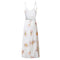 New Sexy Women Long Dress V Neck Floral Print Backless Spaghetti Strap Casual Beach Sundress Slip Dress White