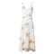 New Sexy Women Long Dress V Neck Floral Print Backless Spaghetti Strap Casual Beach Sundress Slip Dress White