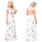 New Sexy Women Long Dress V Neck Floral Print Backless Spaghetti Strap Casual Beach Sundress Slip Dress White