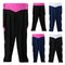 Women Sports Leggings Cropped Cut Out Leg Breathable Stretchy Contrast Fitness Jogging Skinny Pants Trousers