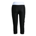 Women Sports Leggings Cropped Cut Out Leg Breathable Stretchy Contrast Fitness Jogging Skinny Pants Trousers