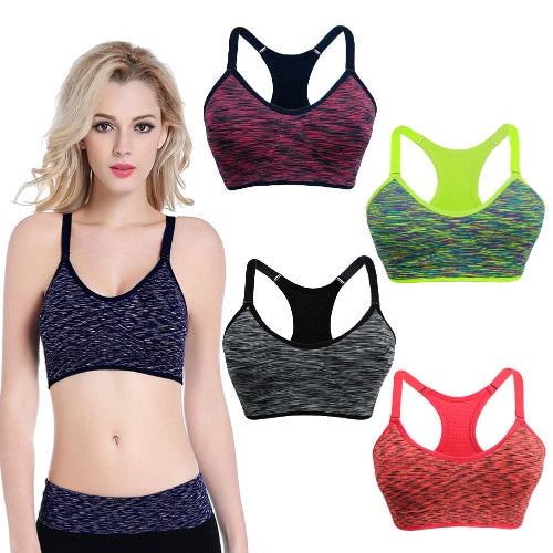 Fashion Women Sports Bra Wireless Adjustable Straps Detachable Pads Top Stretchy Gym Fitness Bra