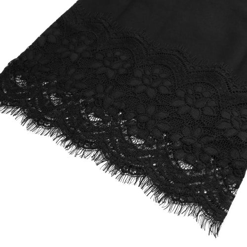 Women Crochet Lace Skirt Elastic Waist Hollow Out Work Career Mini OL Skirt Black