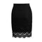 Women Crochet Lace Skirt Elastic Waist Hollow Out Work Career Mini OL Skirt Black