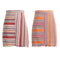 Fashion Women Mini Skirt Vintage Jacquard Striped Tassel Back Zipper High Waist Ethnic Bodycon A-Line Skirt Red/Orange