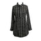 Women Chiffon Plaid Long Sleeve Mini Dress Black