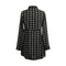 Women Chiffon Plaid Long Sleeve Mini Dress Black