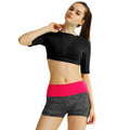 New Women Crop Top Solid Color Short Sleeves Pullover Slim Casual Thin Sports Yoga Short Blouse Tee