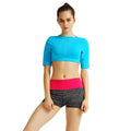 New Women Crop Top Solid Color Short Sleeves Pullover Slim Casual Thin Sports Yoga Short Blouse Tee