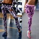 Fashion Women Sports Pants Camo Contrast Elastic Waist Running Fitness Yoga Trousers Workout Leggings Black/Pink