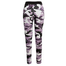 Fashion Women Sports Pants Camo Contrast Elastic Waist Running Fitness Yoga Trousers Workout Leggings Black/Pink