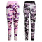 Fashion Women Sports Pants Camo Contrast Elastic Waist Running Fitness Yoga Trousers Workout Leggings Black/Pink