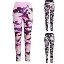 Fashion Women Sports Pants Camo Contrast Elastic Waist Running Fitness Yoga Trousers Workout Leggings Black/Pink