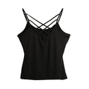 New Sexy Women Criss Cross Top Spaghetti Strap V Neck Sleeveless Backless Bodycon Tank Top T-Shirt Watermelon Red/Black