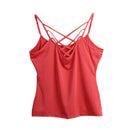 New Sexy Women Criss Cross Top Spaghetti Strap V Neck Sleeveless Backless Bodycon Tank Top T-Shirt Watermelon Red/Black