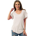 Women Plus Size T-Shirt Chest Pocket Casual Tunic Top Solid Color Loose Tee