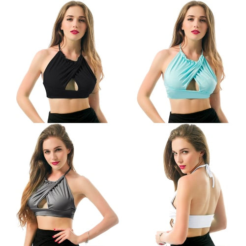 New Fashion Women Tank Top Cross-Front Hollow Out Self Tie Halter-Neck Backless Vest Crop Top