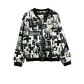 Stylish Bomber Jacket Print Zipper Long Sleeve Women's Coat