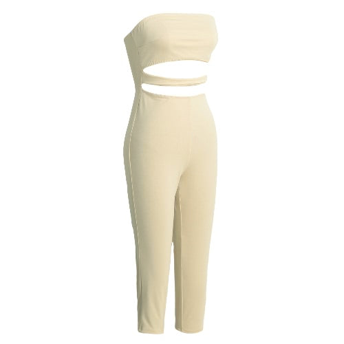 Sexy Strapless Backless Cut Out Cropped Leg Skinny Fit  Women's Jumpsuit