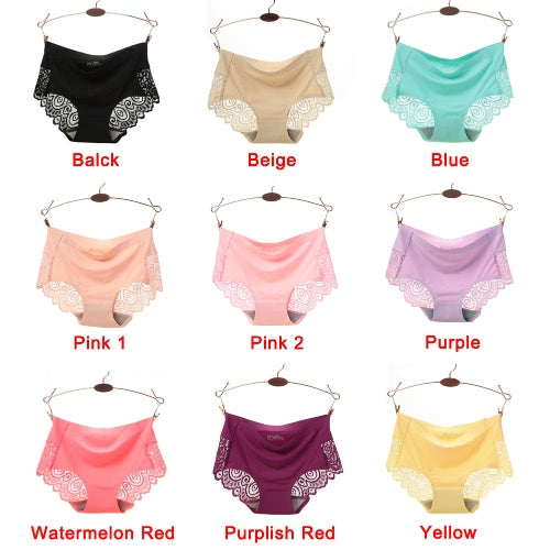 Sexy Women Lace Panties Briefs Ultra-Thin Seamless Solid Breathable Underwear Unerpants