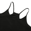 New Sexy Women Strap Tank Top Scoop Neck Open Back Scalloped Edges Backless Casual Vest Black