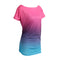 New Fashion Women T-Shirt Rainbow Gradient Ruffled O-Neck Short Sleeve Casual Tees Top