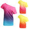 New Fashion Women T-Shirt Rainbow Gradient Ruffled O-Neck Short Sleeve Casual Tees Top