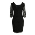 New Sexy Women Lace Bodycon Dress O Neck Three Quarter Sleeve Solid Sheath Evening Party Mini Dress Black/ Green