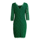 New Sexy Women Lace Bodycon Dress O Neck Three Quarter Sleeve Solid Sheath Evening Party Mini Dress Black/ Green