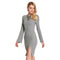 New Sexy Women Knitted Dress Solid Color Cross Strap Flare Sleeve Split Slim Bodycon Ribbed Warm Dress Knitwear