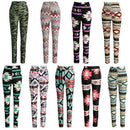 Fashion Women Leggings Contrast Color Print Fitness Sports Pants Stretchy Cropped Yoga Trousers