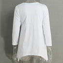 Women T-Shirt Knot Tunic Top V-Neck Long Sleeves Autumn Top Solid Slim Casual Tee White/Pink