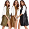 Fashion Women Vest Coat Faux Leather Notched Collar Sleeveless Long Waistcoat Jacket Outerwear Black/Brown/Army Green