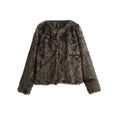 New Winter Women Faux Fur Coat Open Front Round Neck Long Sleeve Fluffy Warm Outerwear Overcoat