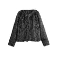 New Winter Women Faux Fur Coat Open Front Round Neck Long Sleeve Fluffy Warm Outerwear Overcoat