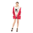 Women Hooded Coat Jacket Faux Fur Lining Collar Zip Drawstring Waist Pockets Long Thicken Parka Outwear