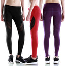 New Women Leggings Sports Pants Sheer Mesh Splicing High Waist Yoga Pants Stretchy Jogging Fitness Tights Gym Trousers Black/Purple/Red